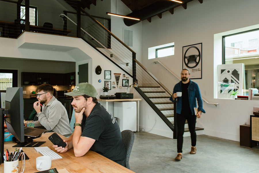 Open office floor with team enjoying Swift coffee